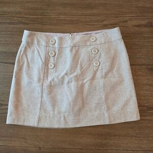 Gap Gray Cotton Nautical Button Front Mini Skirt Size 16 Preppy A-Line Lined